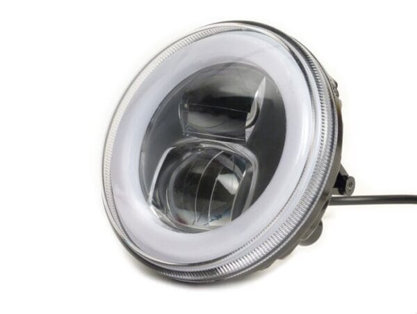 MN1100  - MOTO NOSTRA Faro LED HighPower - Ø=120mm - 12V DC - con marcatura E9 - per conversione di esempio Lambretta LI/TV (Serie 1-3), Jet, Vespa SS50, SS90, PV125, ET3, Super, VNB, VBA, VBB, GS150 / GS3, GS160 / GS4 (VSB1T)