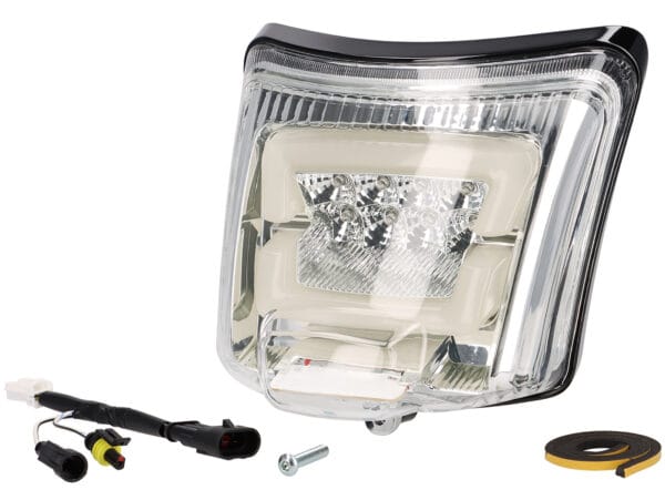 MN501W19BG - Tail light incl. frame -MOTO NOSTRA, LED 'Boulder'- Vespa GTS (2019-2022) GTS125 iGet, GTS300 HPE, GTS SUPER 125/300 HPE, GTS SUPERSPORT 125/300, GTS SUPERTECH 125/300 HPE - Glass colourless/ Frame shiny black