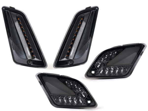 MN619KTB - MOTO NOSTRA Set di indicatori di direzione anteriori e posteriori  (2019-2022) con luce LED dinamica, luce diurna anteriore + luce di posizione posteriore (omologazione E) - Vespa GTS 125-300 HPE (2019-2022) - smoked